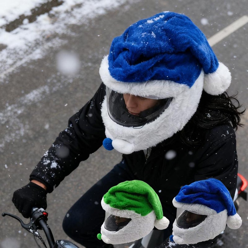 Santa Motorcycle Helmet Cover, Universal Fit Plush Christmas Helmet Hat for Bike Riding, Festive Xmas Cycling Cap, Funny Holiday RV Decoration & Gift - Image 5